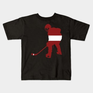 Latvian Flag Hokejs Ice Hockey Player Kids T-Shirt